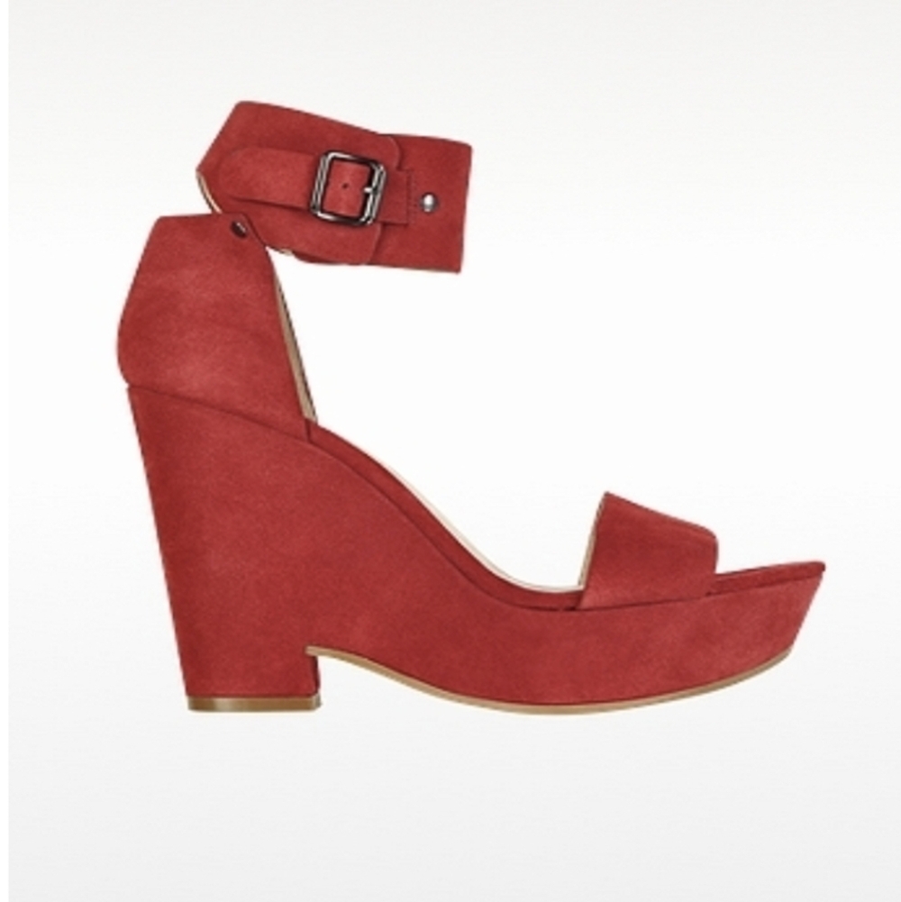 See By Chloe Red Suede Wedge Sandals